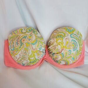 Victoria's Secret Bra Bikini Top Paisley Strapless Summer Bandeau‎ 34dd